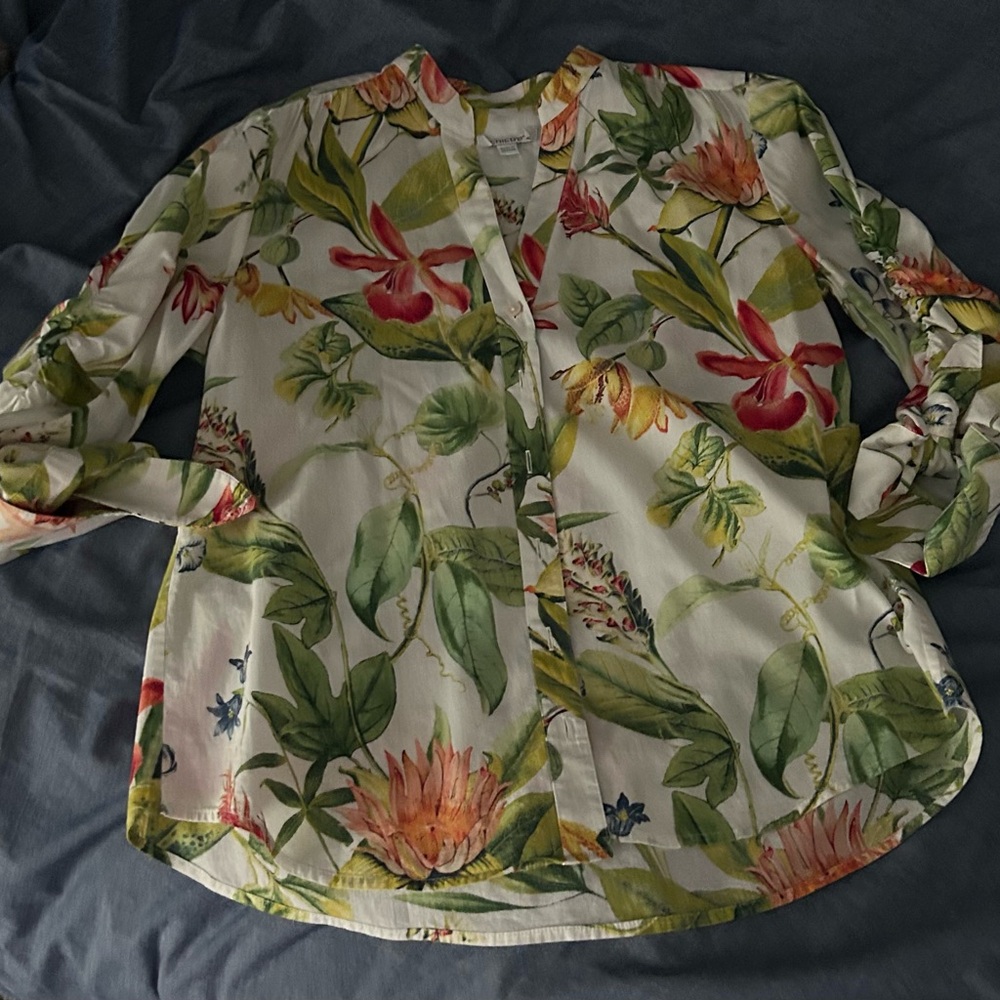 Chico's Tropical Button Down Blouse